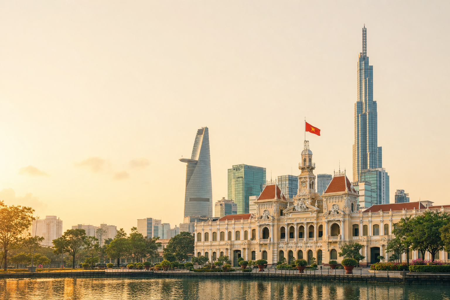 胡志明市法式建筑与城市风光